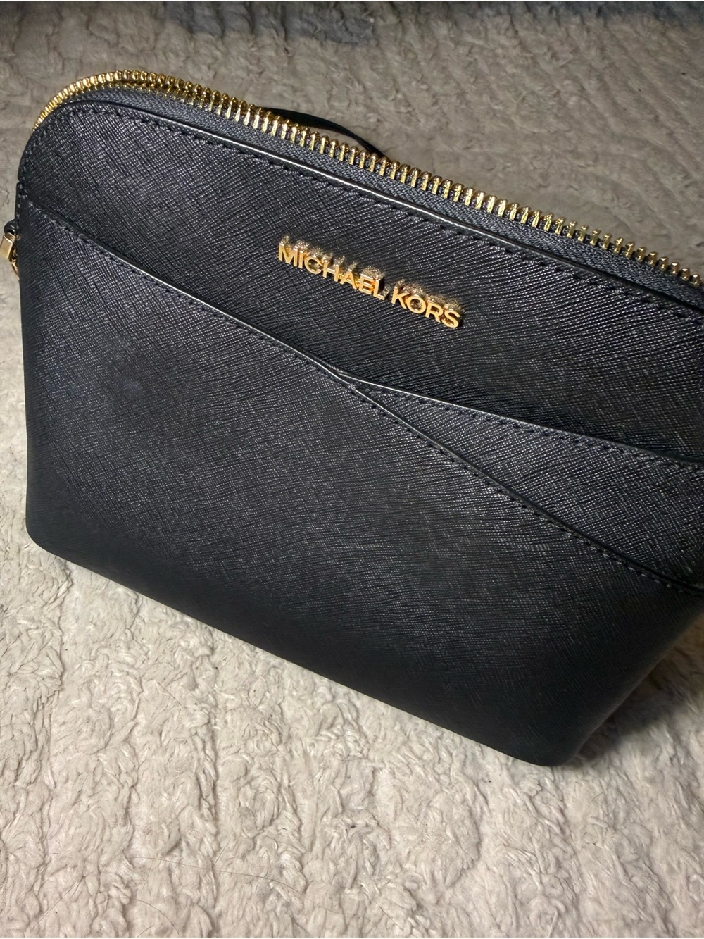 Michael Kors Black Crossbody Purse with Gold Hardware
